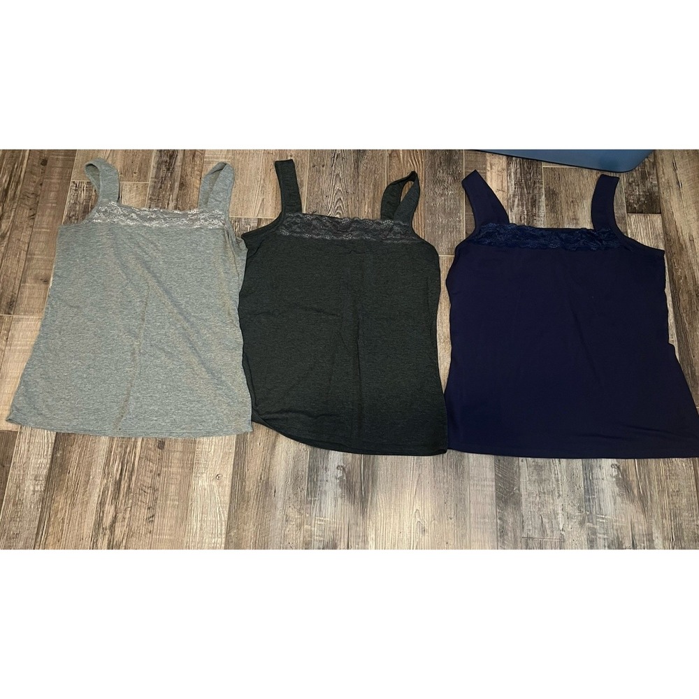 Urban Diction Lace Trim Cami Tank Lot Navy Blue Grey Charcoal Size XL